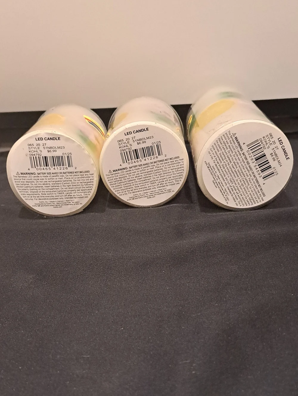 Nwt Lot Of 3 Sonoma Goods LED Candles. White W/citrus Slices And Floral Accents
